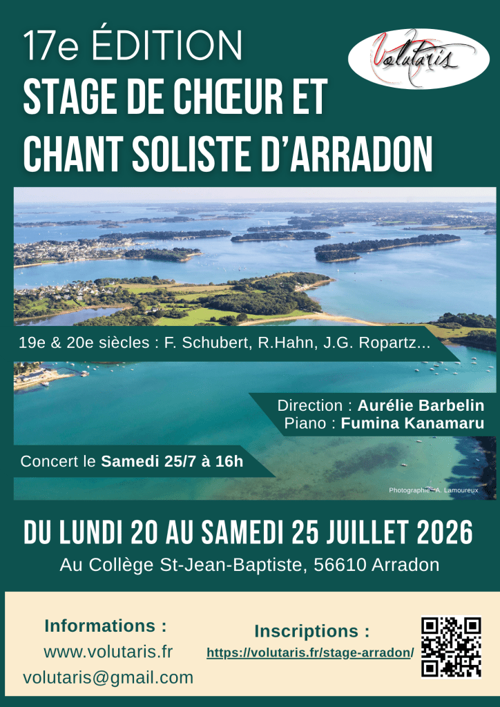 2026-07 : Stage de chant choral à Arradon du 20 au 25&nbsp;juillet
